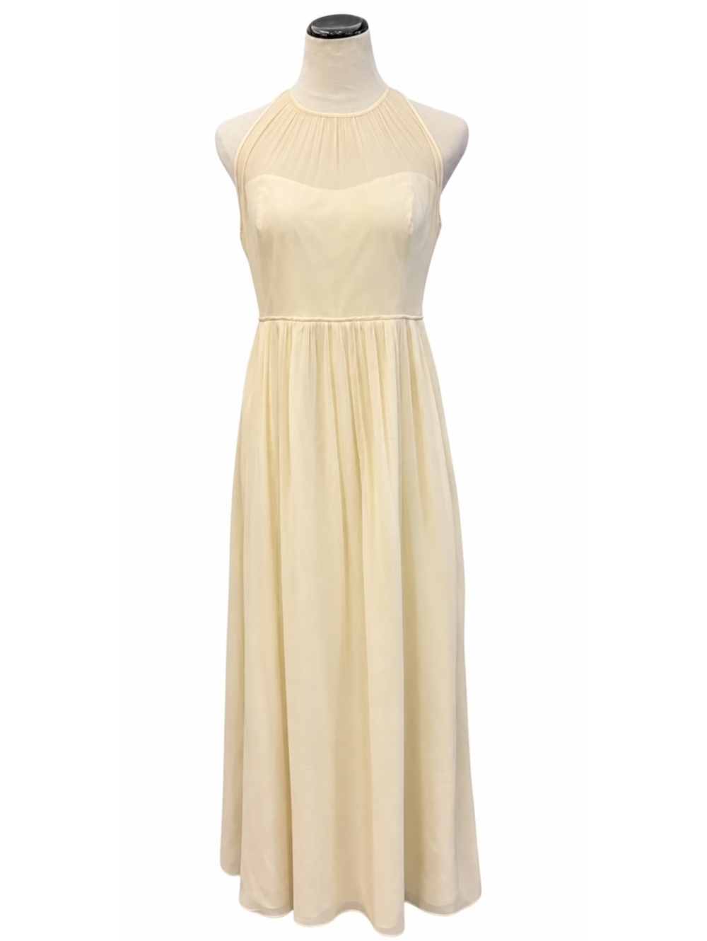 J. Crew Cream Halter Neck Chiffon Wedding Guest Dress Sz 14